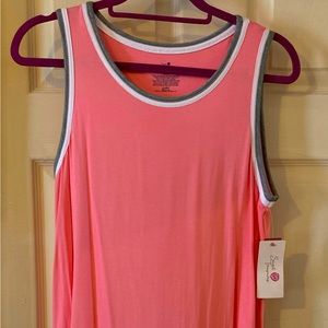 Pink Tank Top With Gray Trim